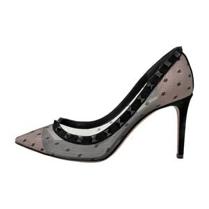 Valentino Garavani Rockstud Point d'Esprit Mesh Pumps Black Suede 39 Pointed Toe